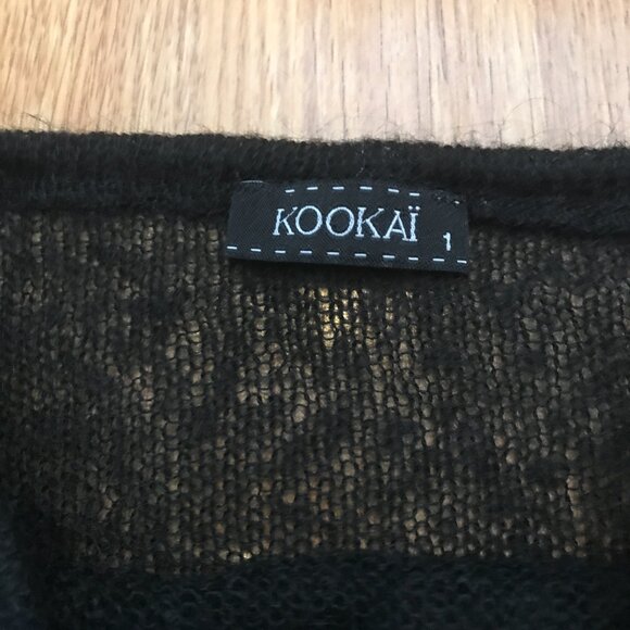 Anthropologie Kookai Black Semi Sheer Wool Turtleneck Sweater Size S - Picture 4 of 9